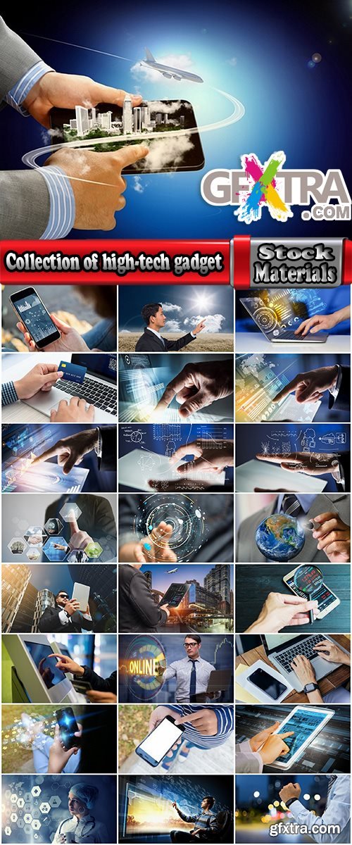 Collection of high-tech gadget tablet technology telephone business graph chart 25 HQ Jpeg