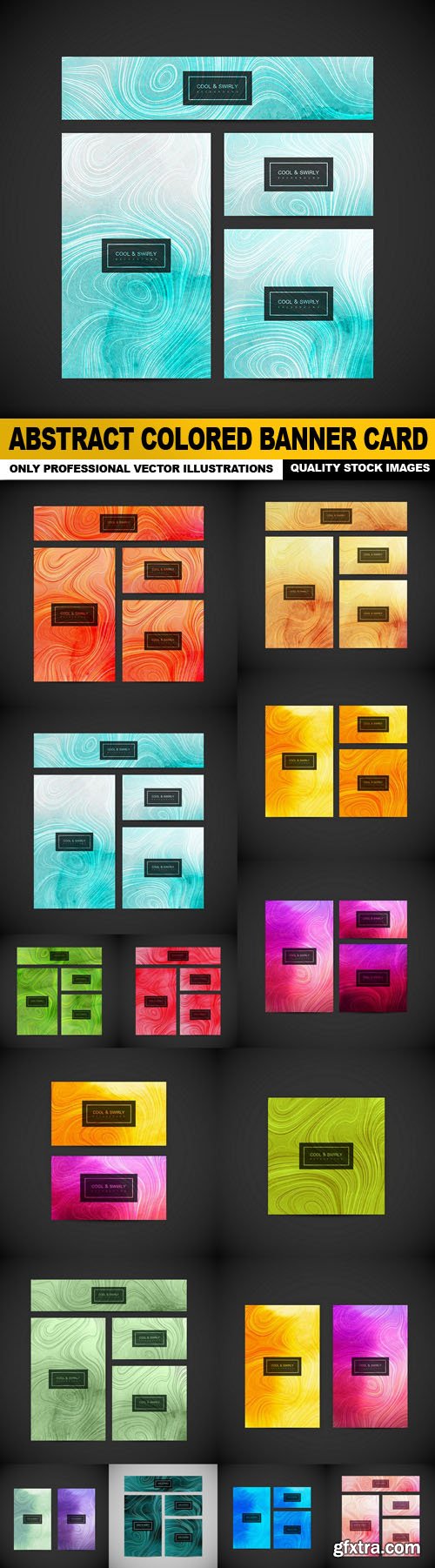Abstract Colored Banner Card - 15 VEctor