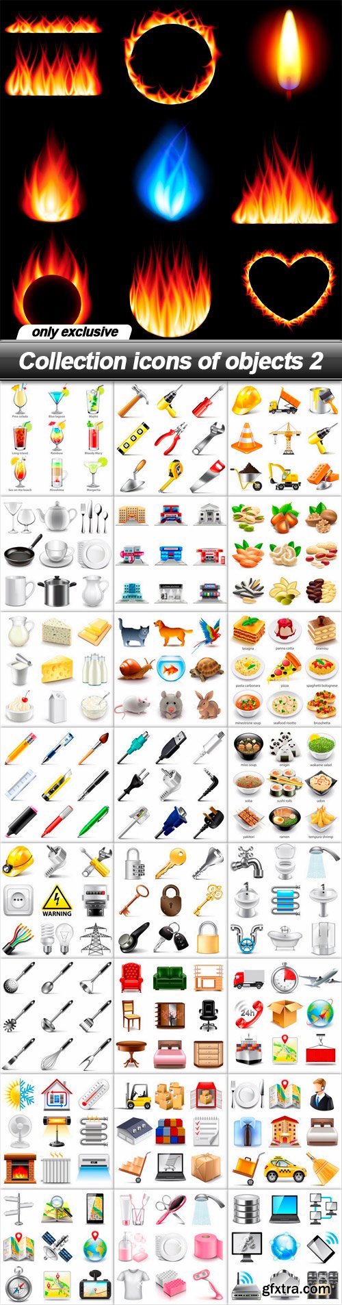 Collection icons of objects 2 - 25 EPS