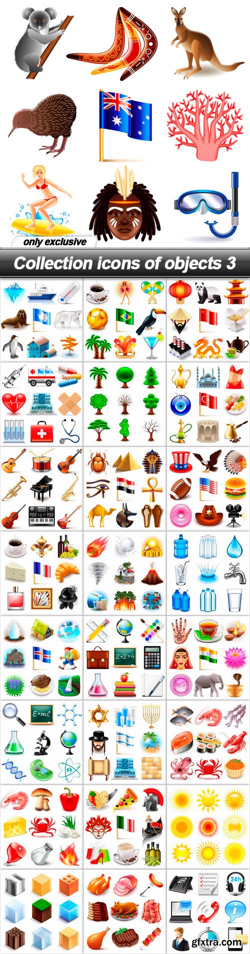 Collection icons of objects 3 - 25 EPS