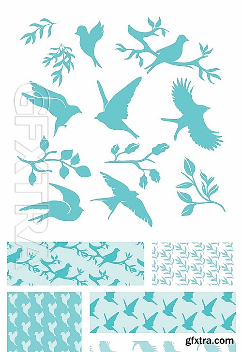 Birds Patterns Vector Set 1