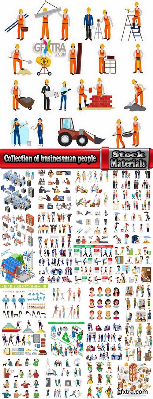 Collection of businessman people man woman icon infographics team understanding 2-25 EPS