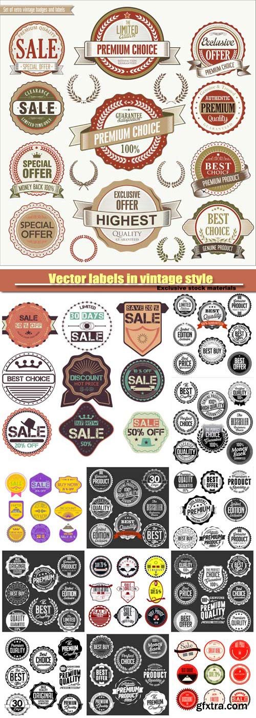 Vector labels in vintage style