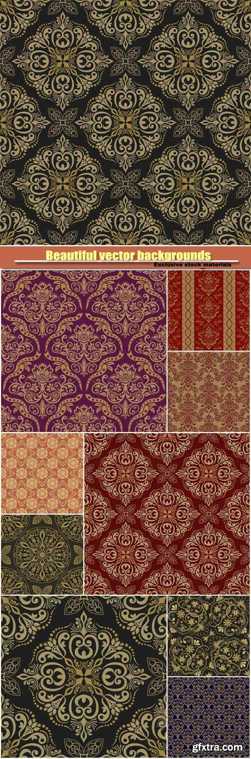 Beautiful vector backgrounds with patterns and ornaments
