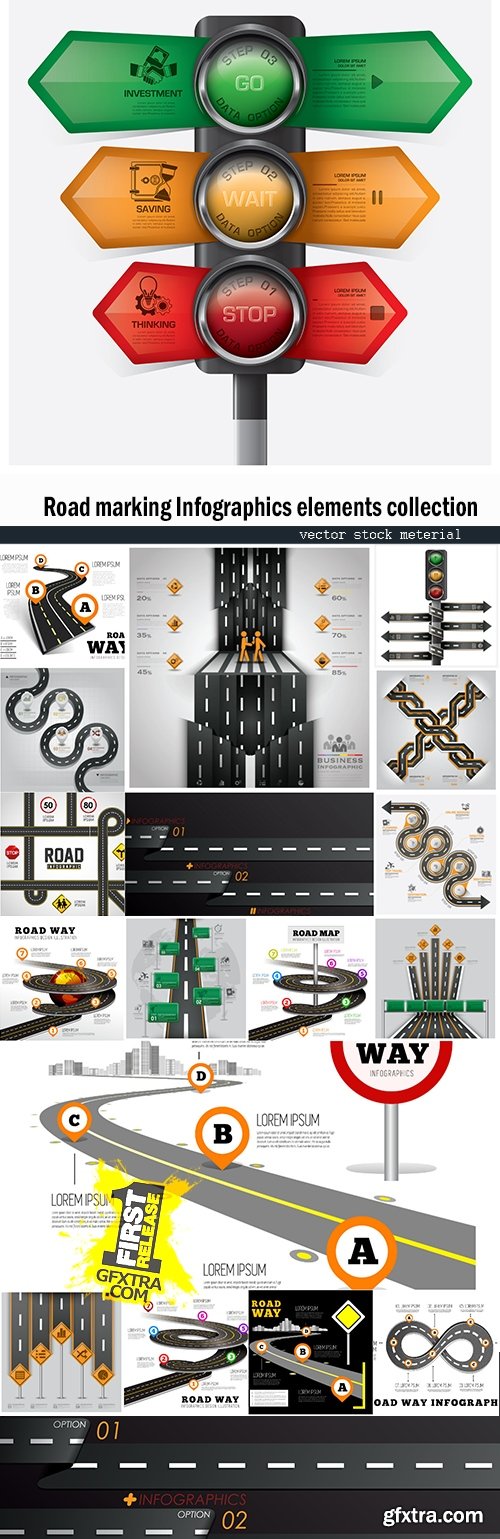 Road marking Infographics elements collection