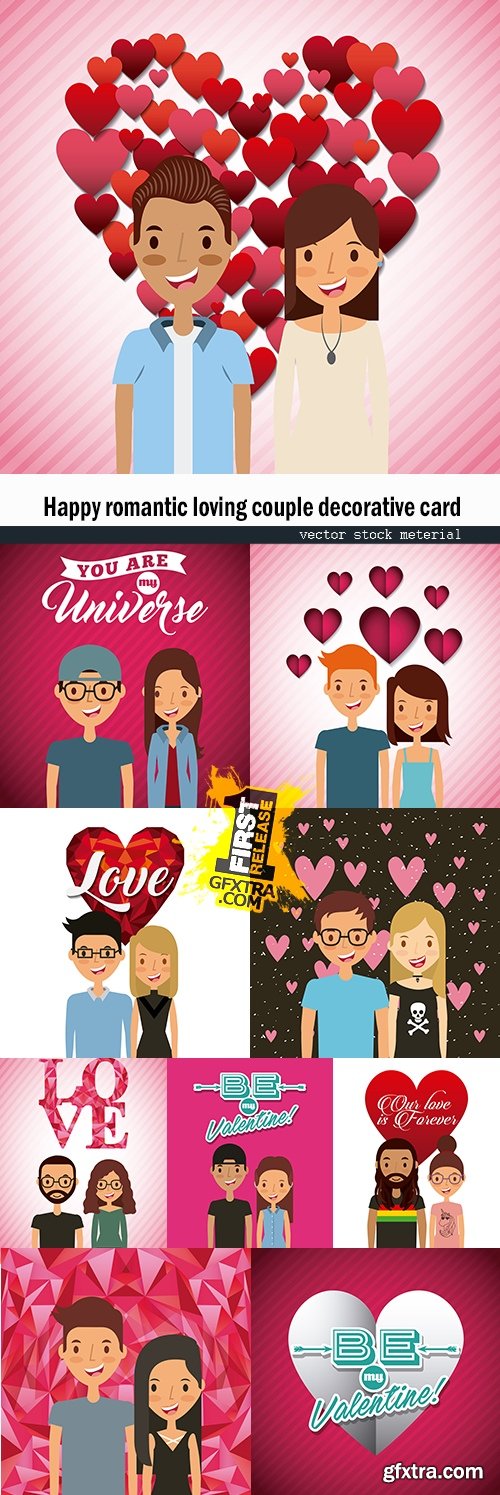 Happy romantic loving couple decorative card