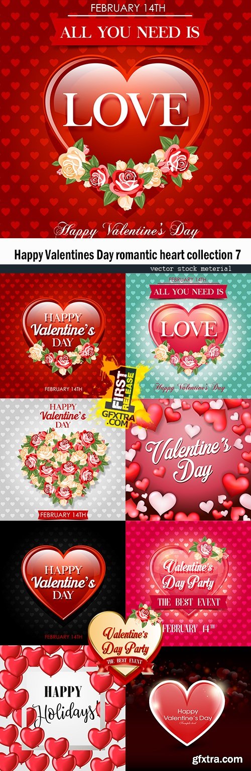 Happy Valentines Day romantic heart collection 7
