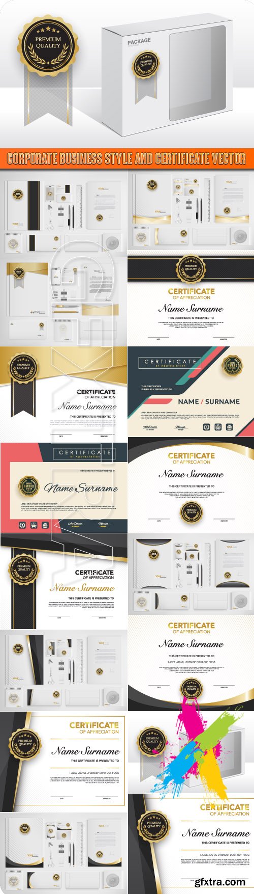 Corporate business style and certificate vector