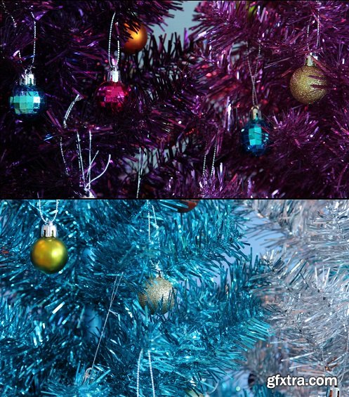 Colored tree and ornaments timelapse