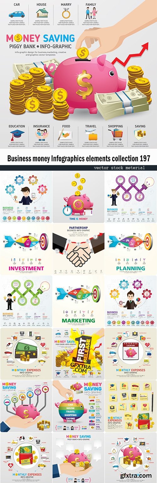 Business money Infographics elements collection 197