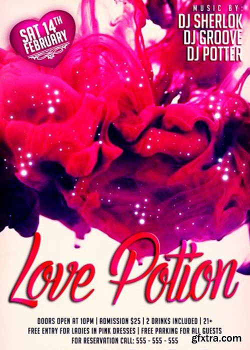 Love Potion V1 PSD Flyer Template with Facebook Cover