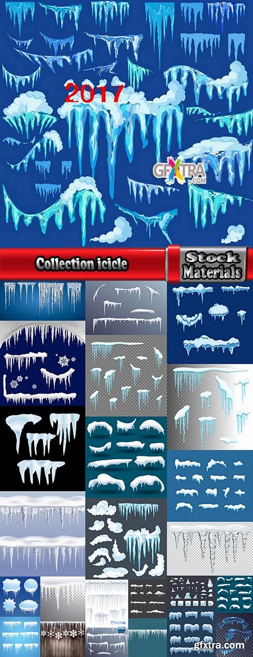 Collection icicle ice frozen water icon decorative element vector image 25 EPS