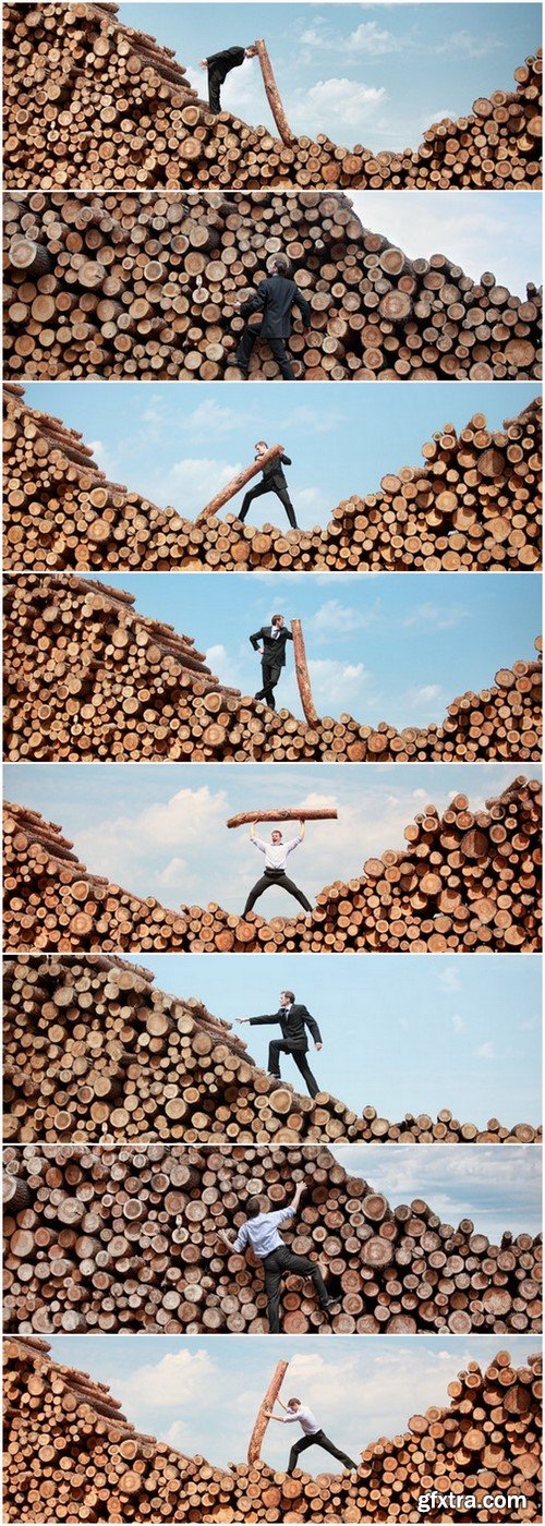 Strong Man on Logs - 8 UHQ JPEG Stock Images