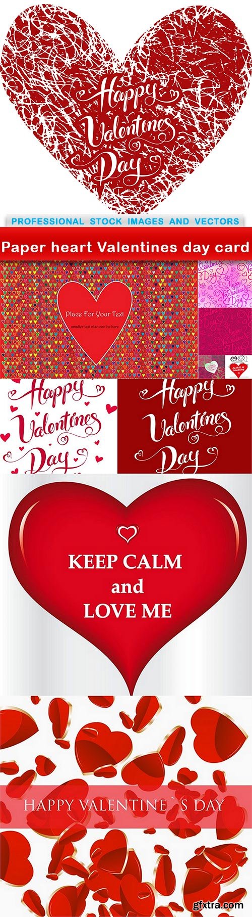 Paper heart Valentines day card - 10 EPS