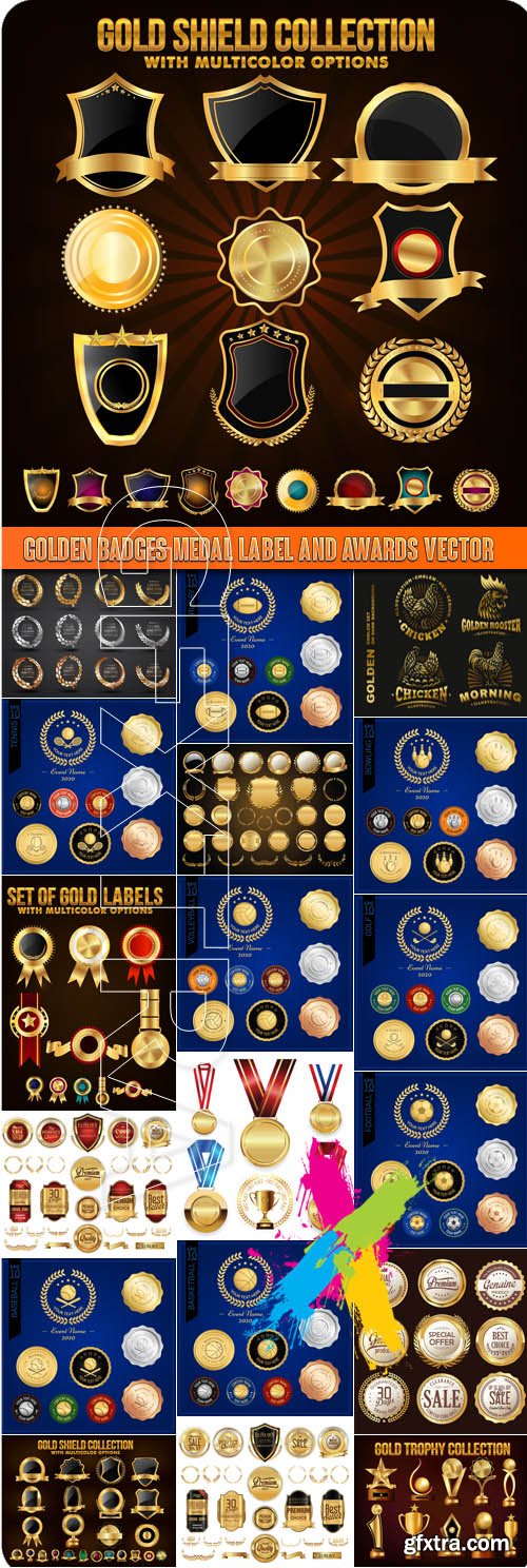 Golden Badges Medal Label and Awards vector