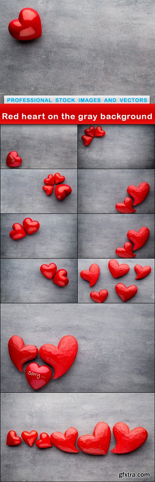 Red heart on the gray background - 11 UHQ JPEG
