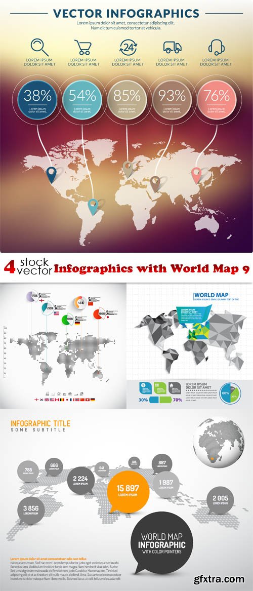 Vectors - Infographics with World Map 9