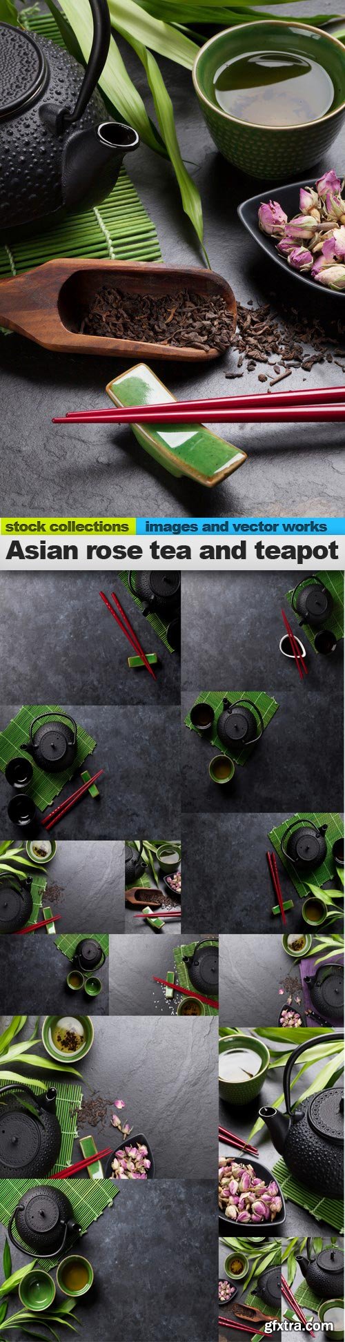 Asian rose tea and teapot, 15 x UHQ JPEG