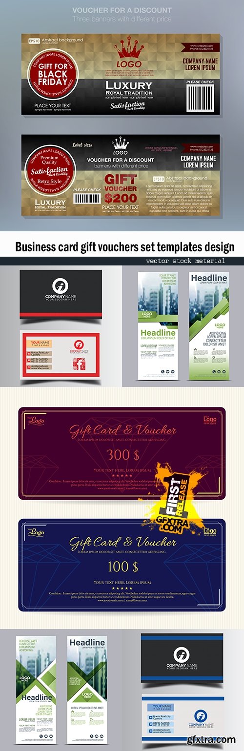 Business card gift vouchers set templates design