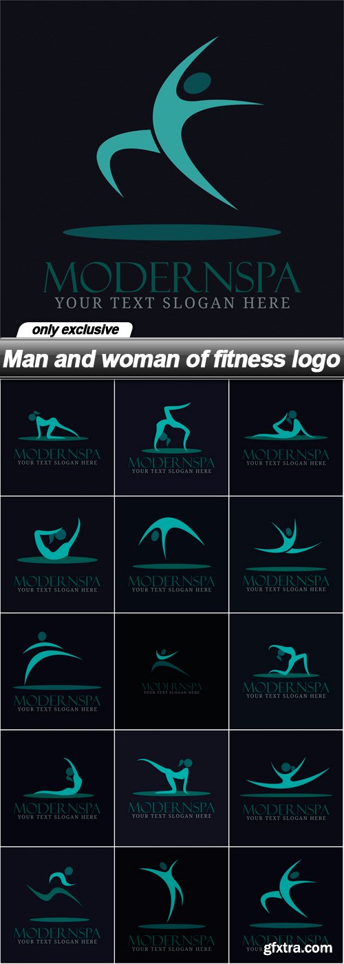 Man and woman of fitness logo - 15 EPS