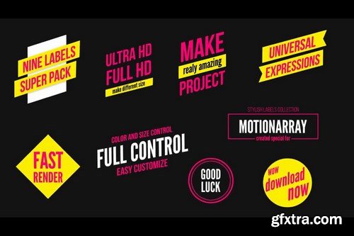Nine Labels After Effects Templates
