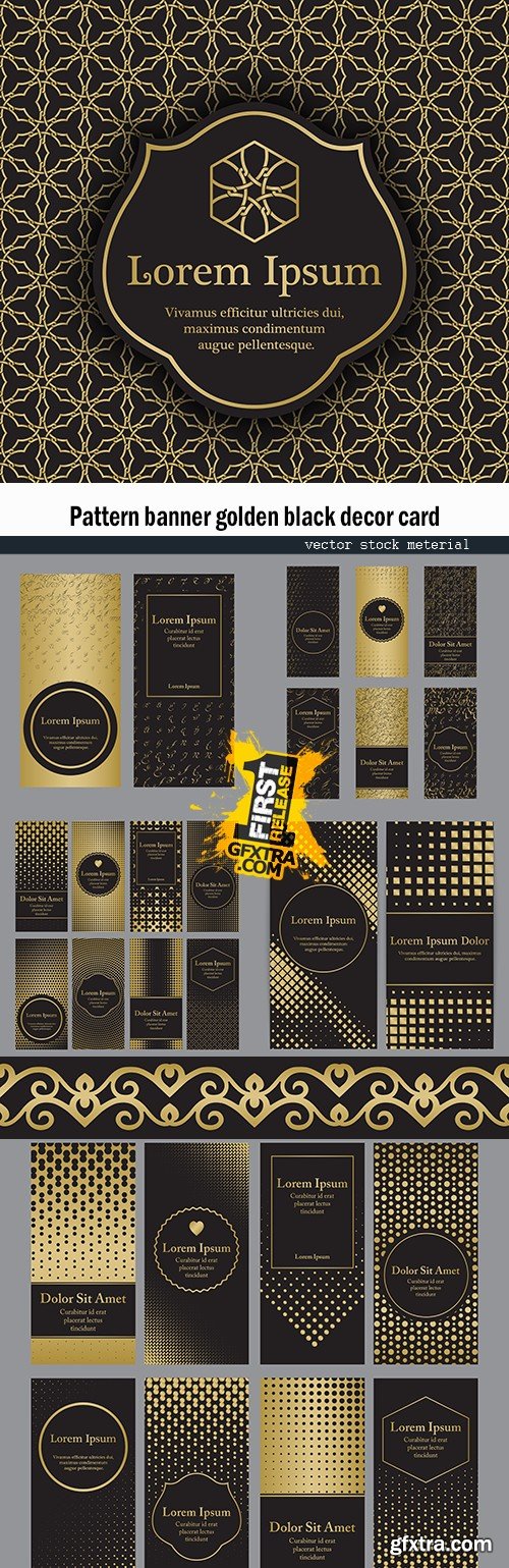 Pattern banner golden black decor card