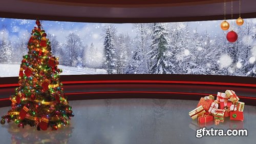 Christmas tv studio set 02 virtual green screen background loop