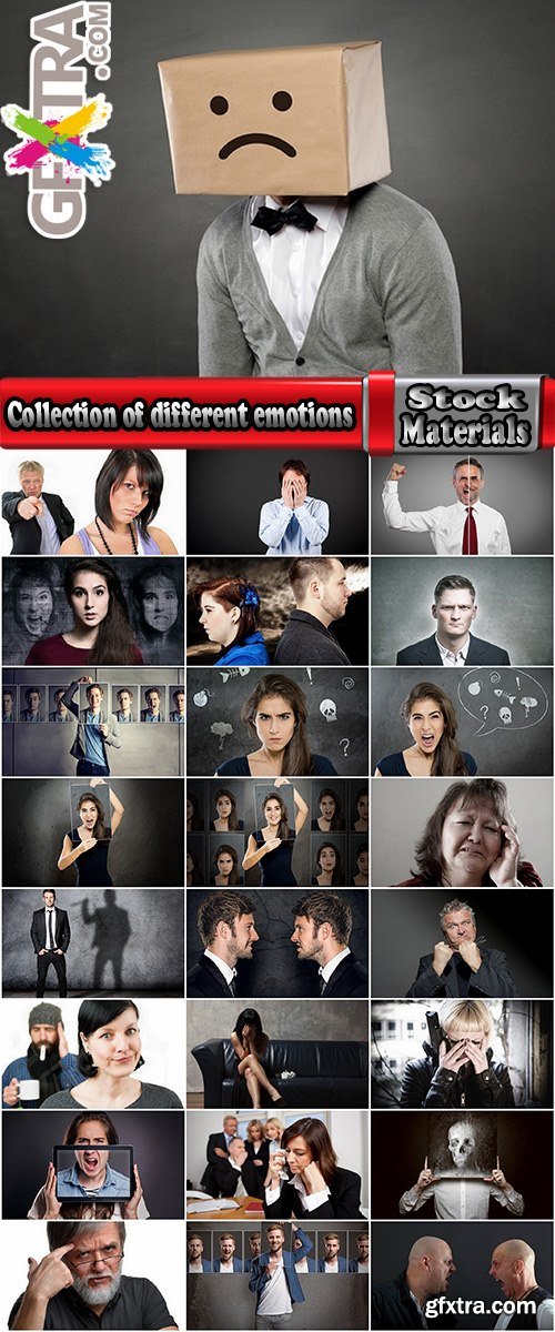 Collection of different emotions girl joy man woman anger facial expressions 25 HQ Jpeg