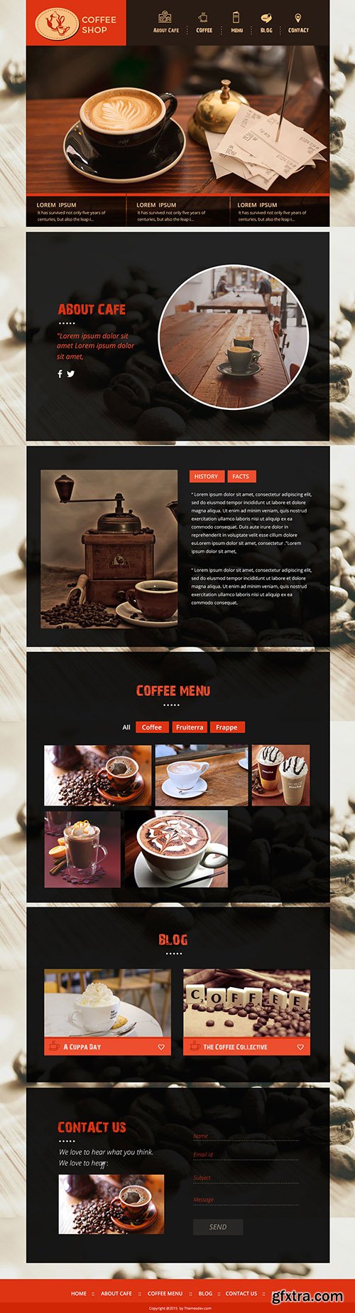 PSD Web Template - Coffee Shop - One Page Theme