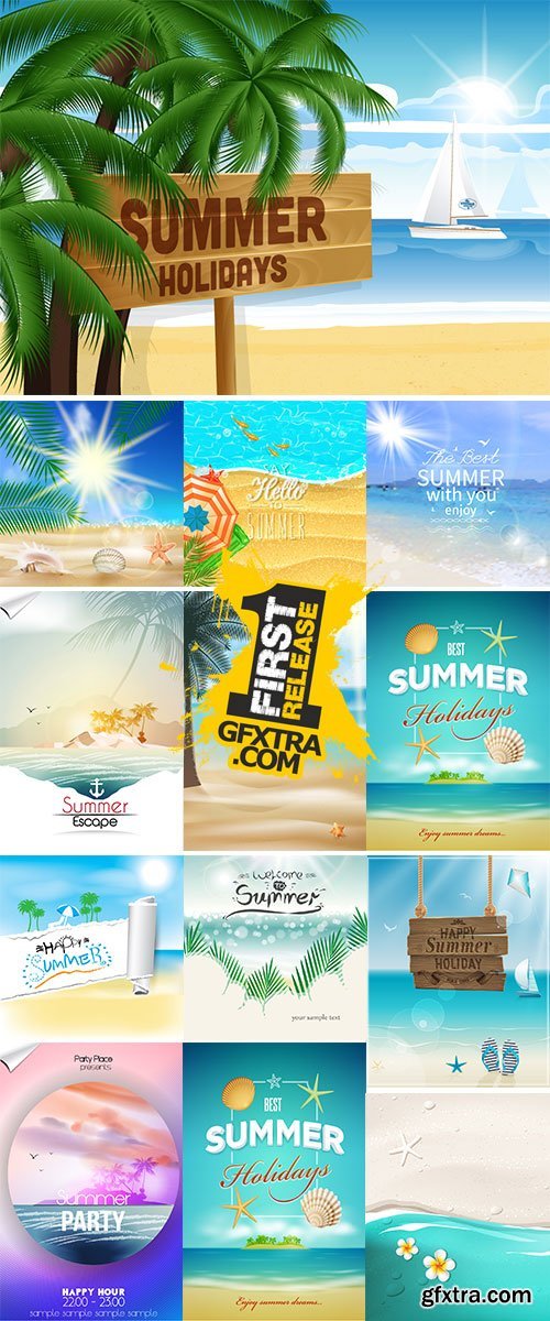 Stock Seaside view poster,Vector background