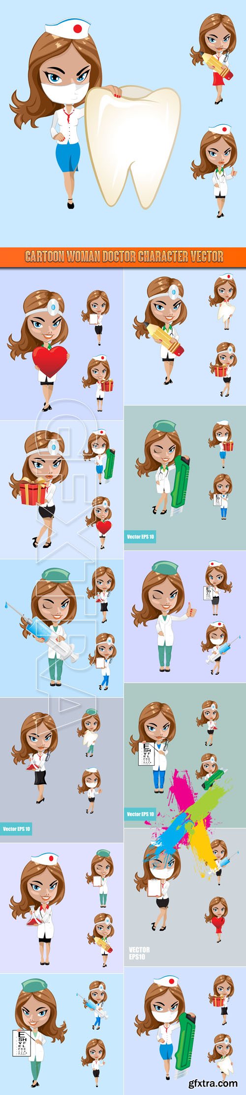 Cartoon woman doctor character vector