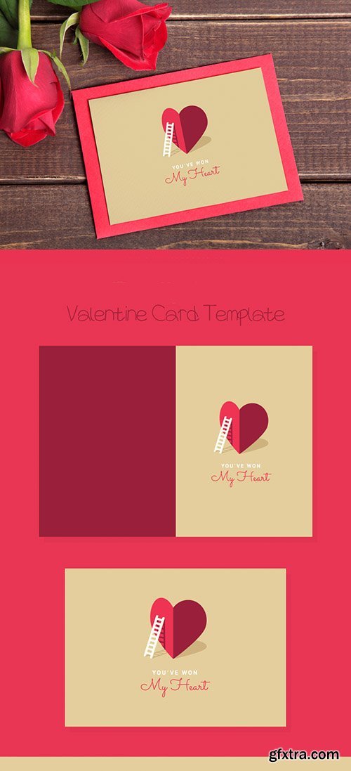 Ai Vector Card Template For Lovers - My Heart Valentine