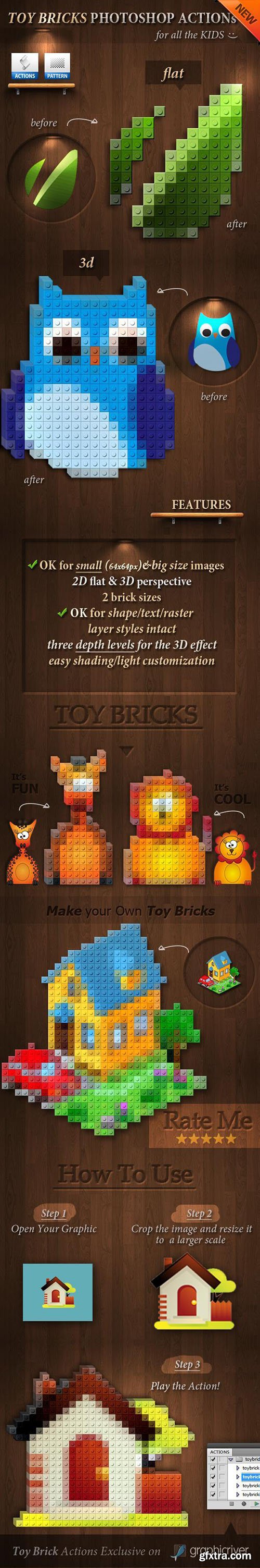 GraphicRiver 3D Toy Bricks Photoshop Actions 3924994