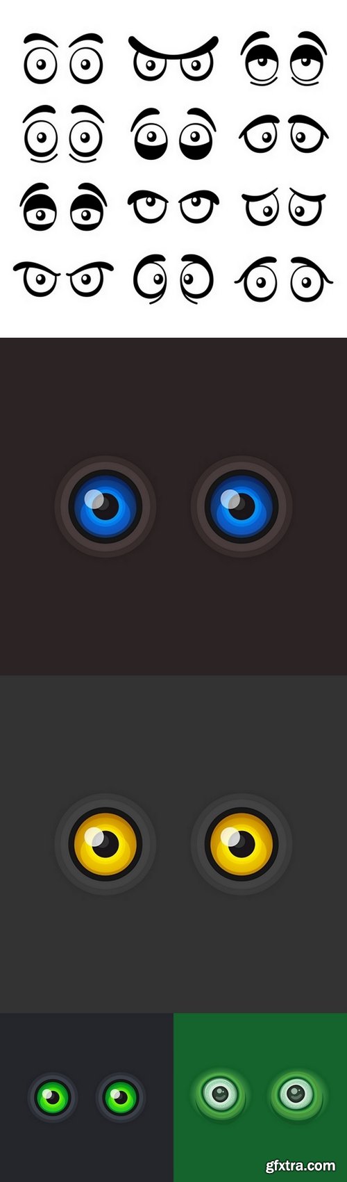 Background with Cartoon Eyes. Vector