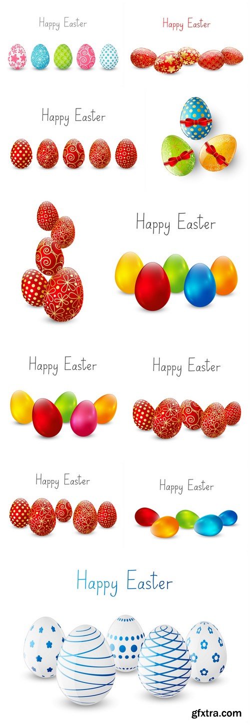 Easter eggs on white background 11X EPS