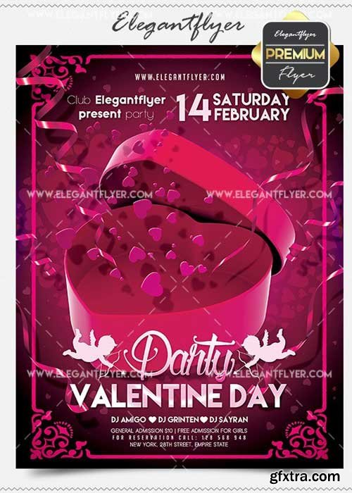 Valentine’s day Party Flyer PSD V03 Template + Facebook Cover