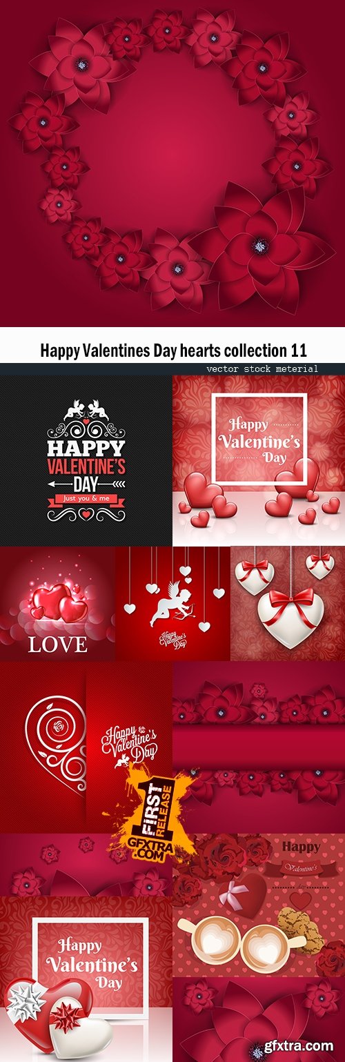 Happy Valentines Day hearts collection 11