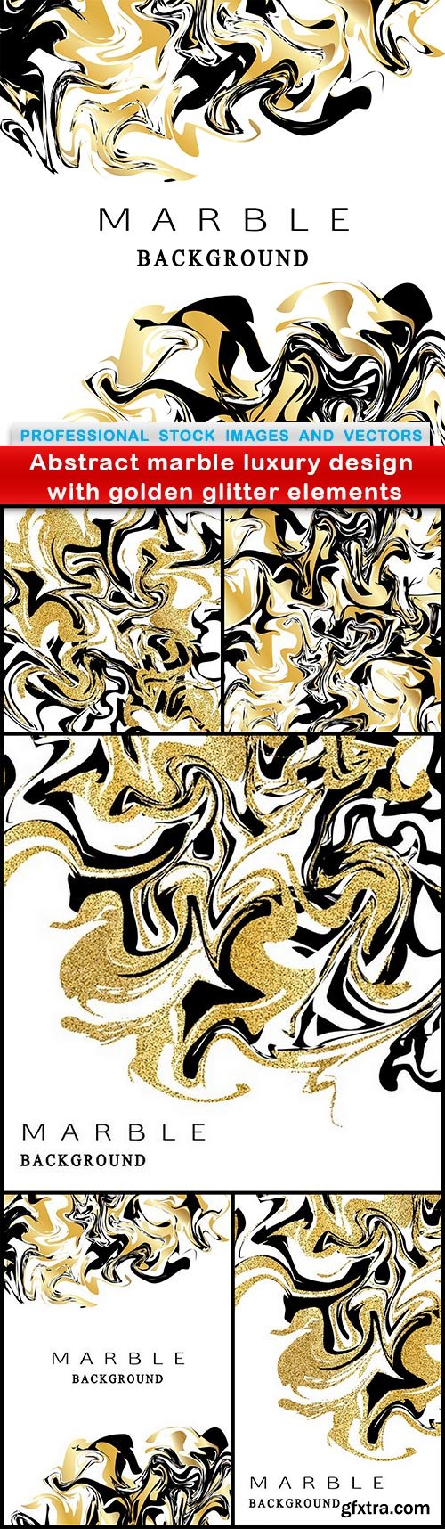 Abstract marble luxury design with golden glitter elements - 6 EPS