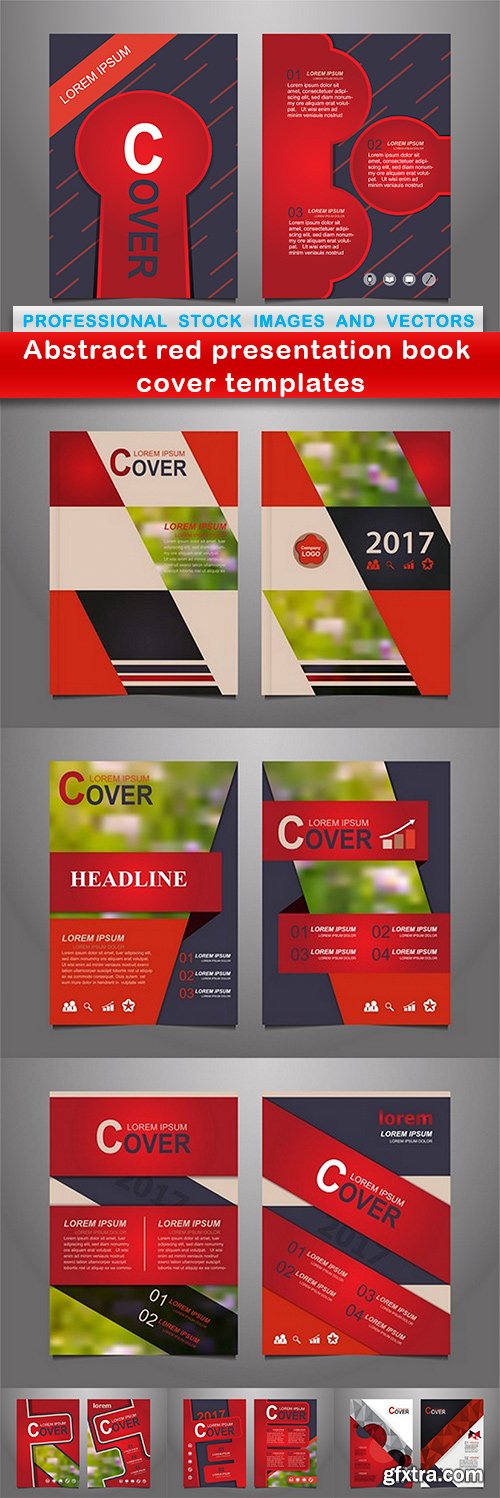 Abstract red presentation book cover templates - 7 EPS