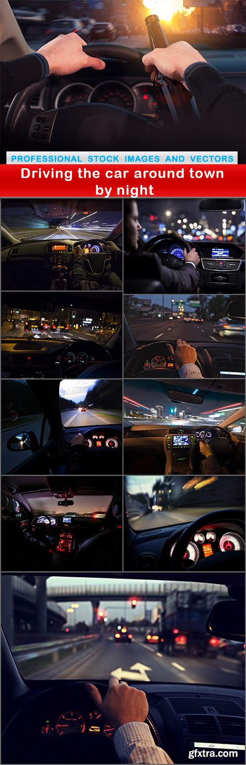 Driving the car around town by night - 10 UHQ JPEG