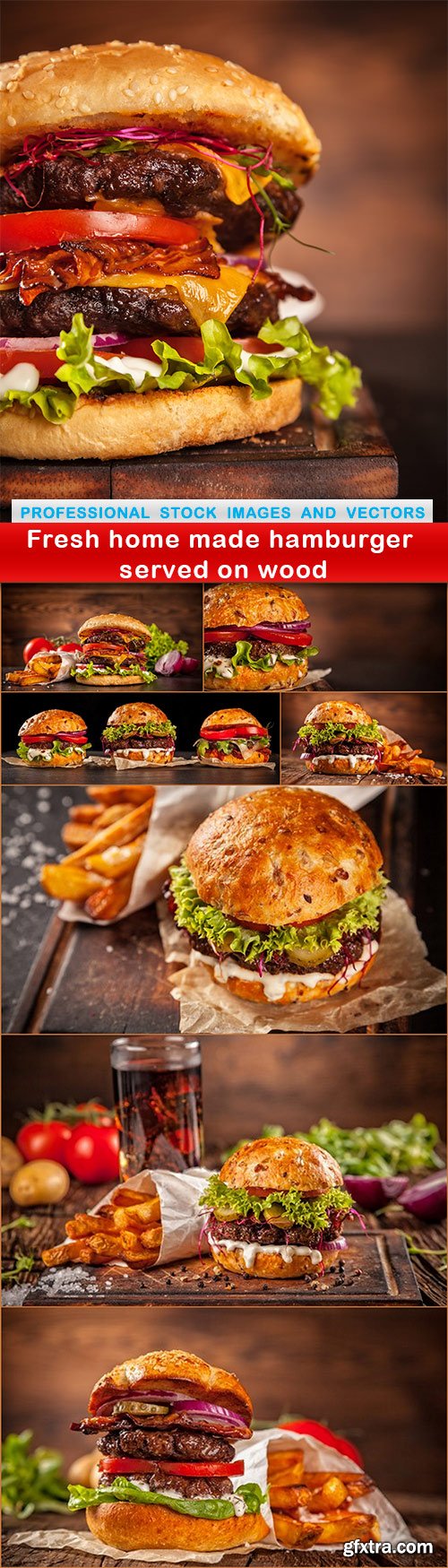 Fresh home made hamburger served on wood - 8 UHQ JPEG