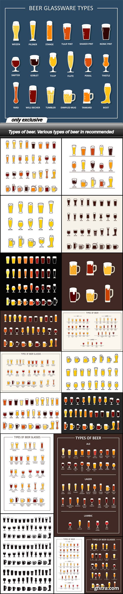 Types of beer. Various types of beer in recommended - 18 EPS