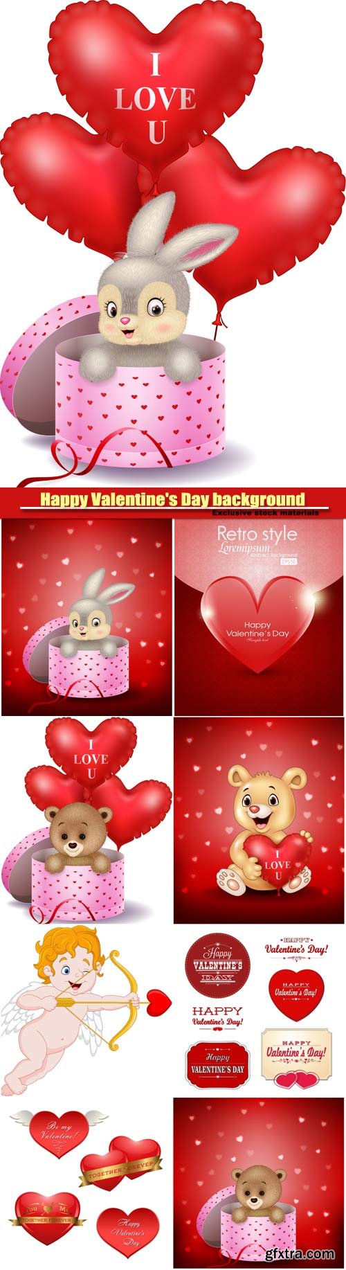 Vector set Happy Valentine\'s Day background