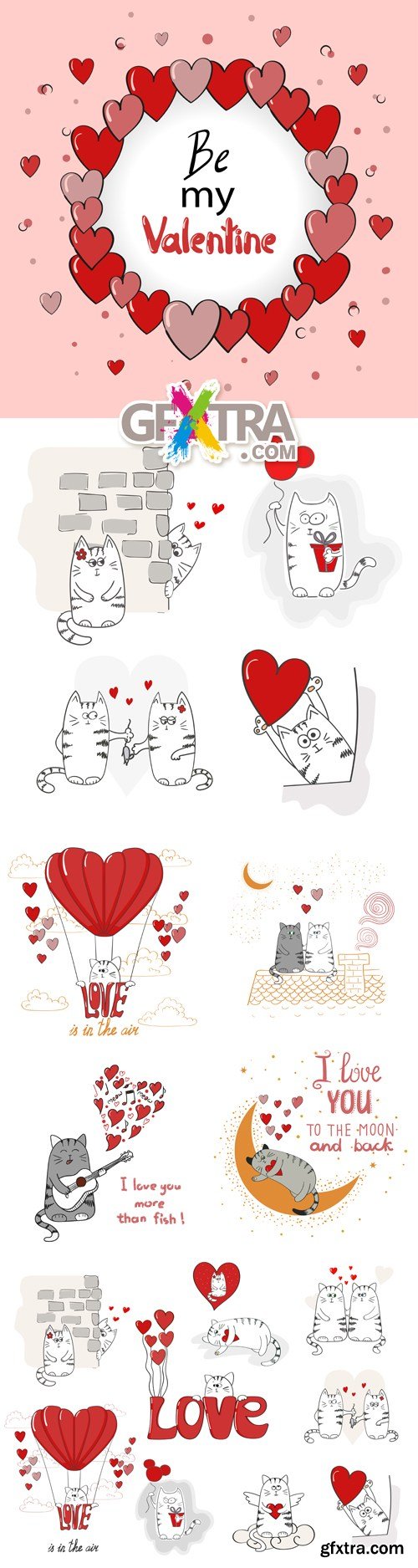 Cute Cats in Love Vector