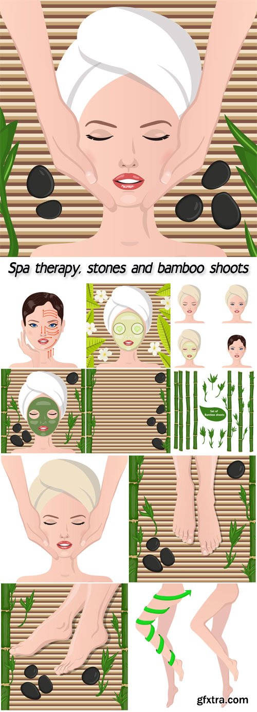 Spa therapy, stones and bamboo shoots