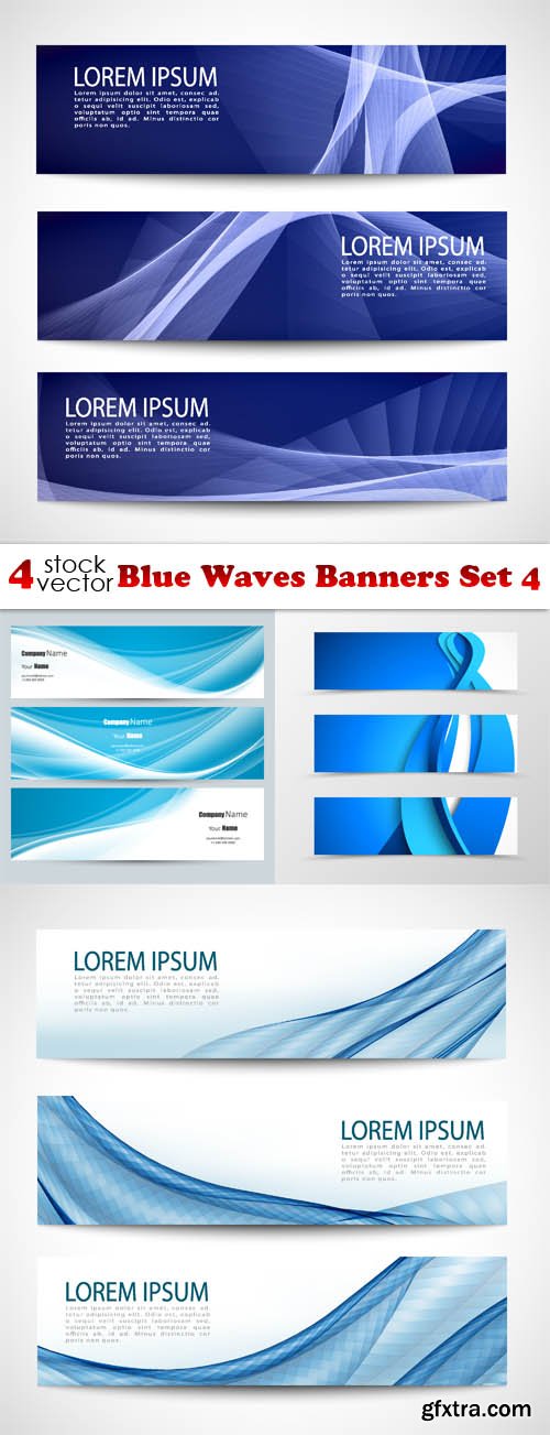 Vectors - Blue Waves Banners Set 4