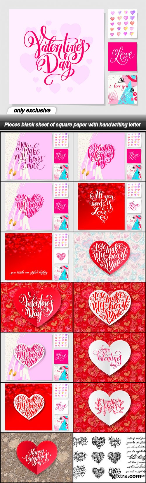 Pieces blank sheet of square paper with handwriting letter - 15 EPS