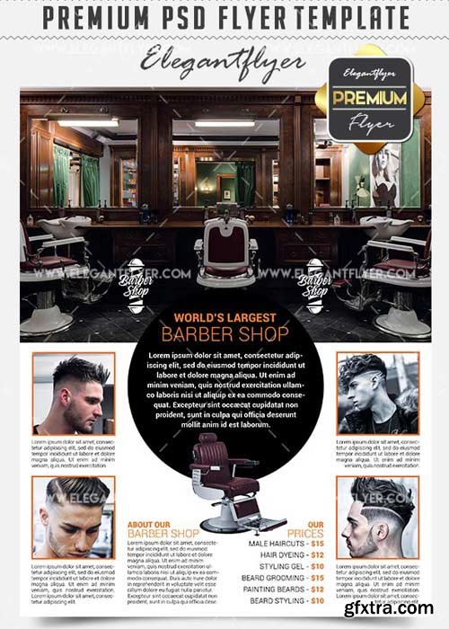 Barber Shop V9 Business Flyer PSD Template + Facebook Cover