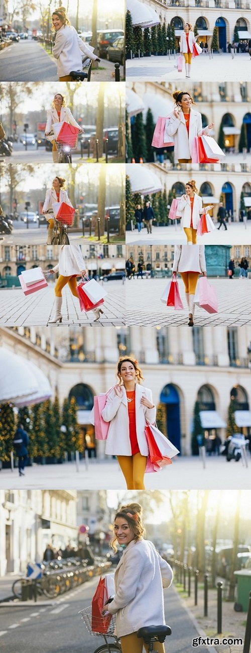 Paris, Young woman doing shopping place vendome