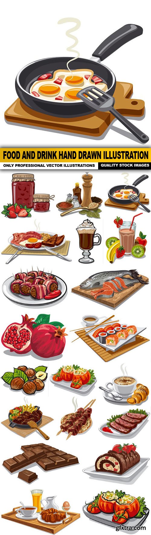 Food And Drink Hand Drawn Illustration - 20 Vector